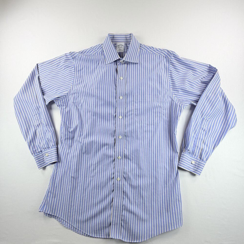 Brooks Brothers Mens Long Sleeve Slim Fit Non-Iron Striped Dress Shirt 15.5-34